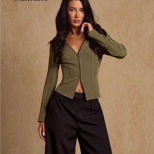 Olive Green Long Sleeve Blazer